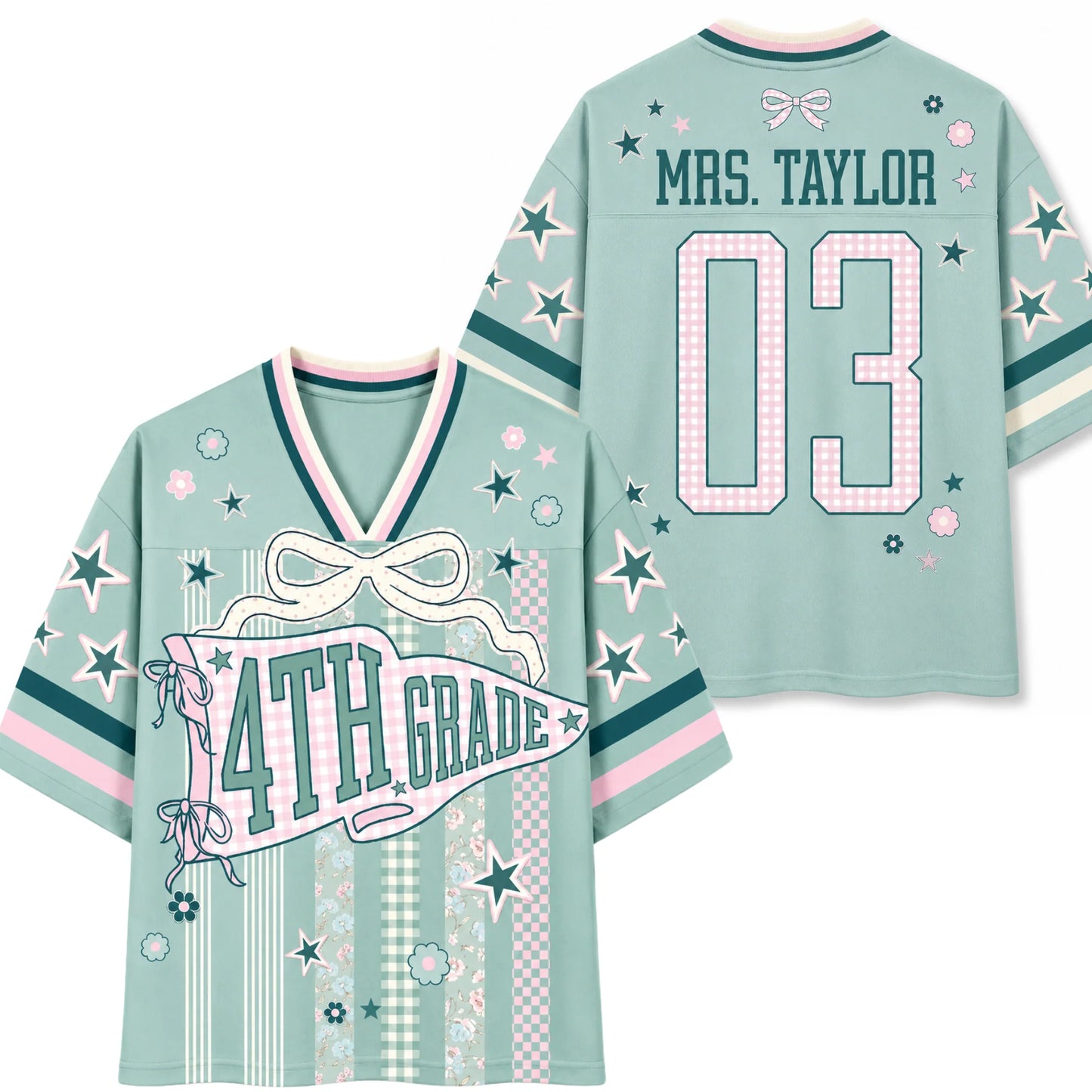 Striped Grade Level Team Teacher Mesh Jersey