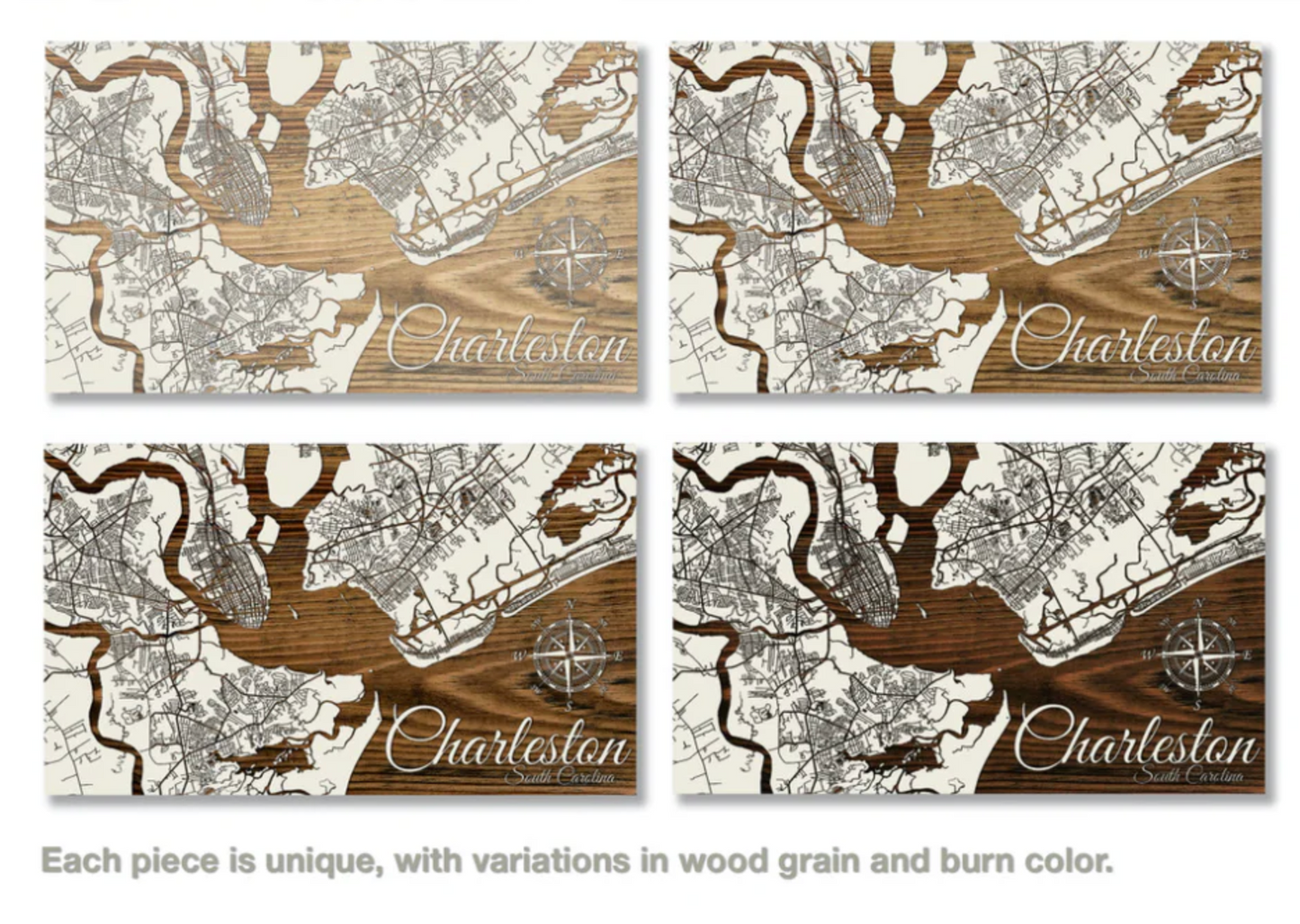 Engraved Map on Pine Wood