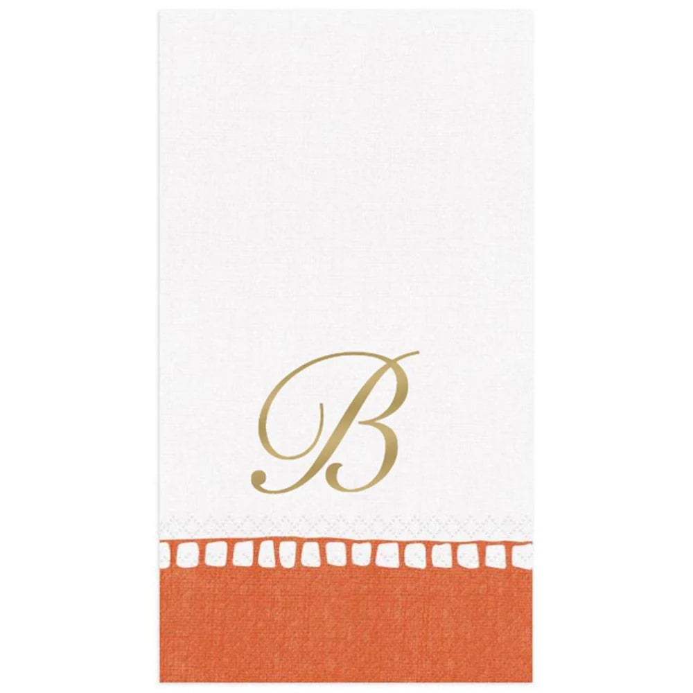 Personalized Single Initial Linen Border Guest Towel Napkins