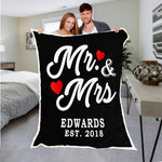 Load image into Gallery viewer, MR AND MRS PERSONALIZED BLANKET WITH NAME AND WEDDING YEAR
