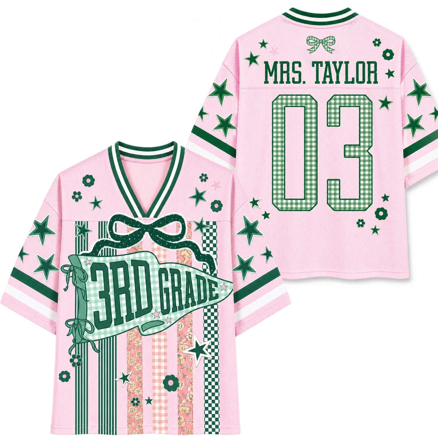 Striped Grade Level Team Teacher Mesh Jersey