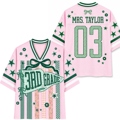 Striped Grade Level Team Teacher Mesh Jersey