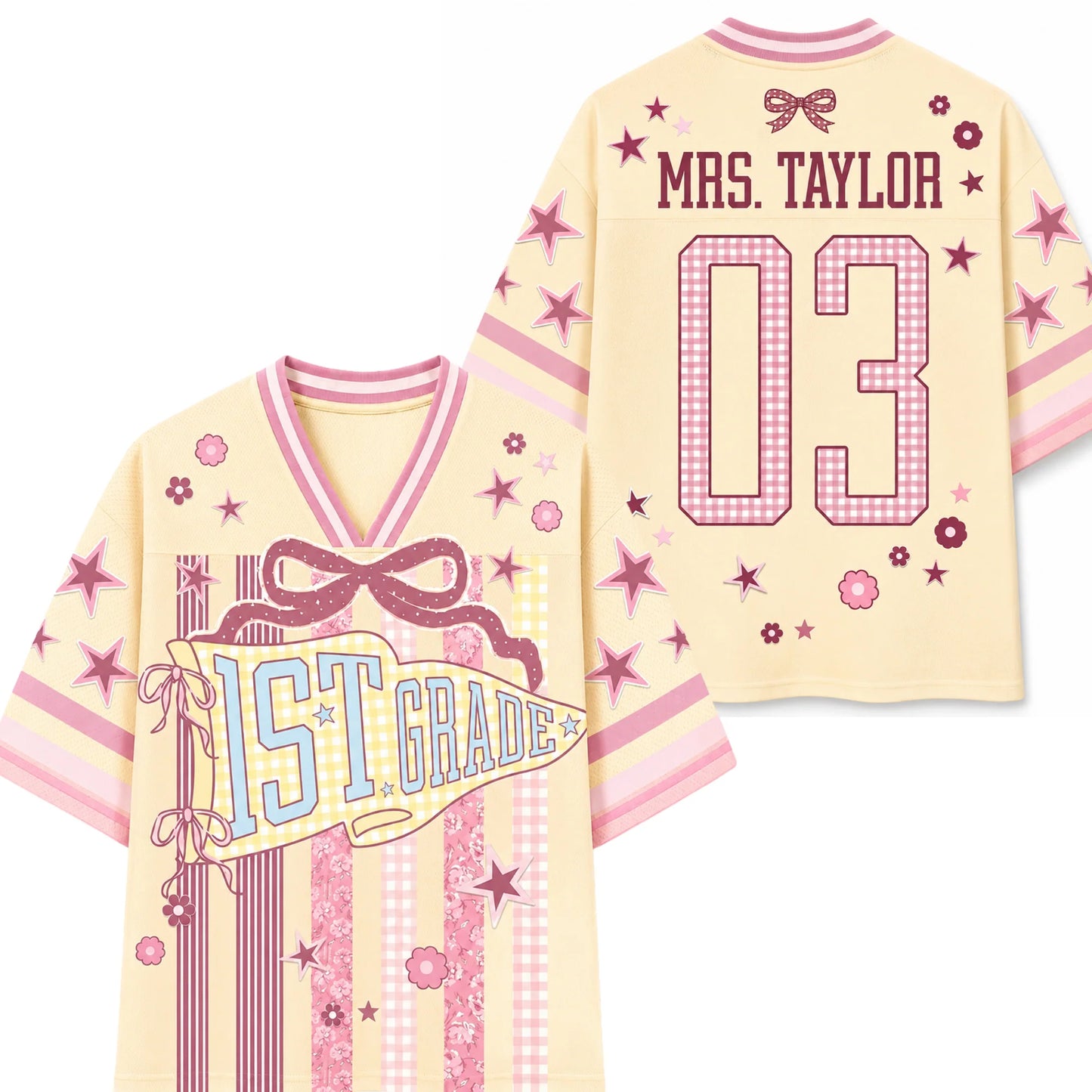 Striped Grade Level Team Teacher Mesh Jersey