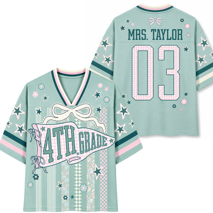 Striped Grade Level Team Teacher Mesh Jersey
