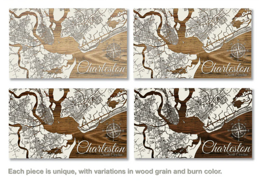 Engraved Map on Pine Wood