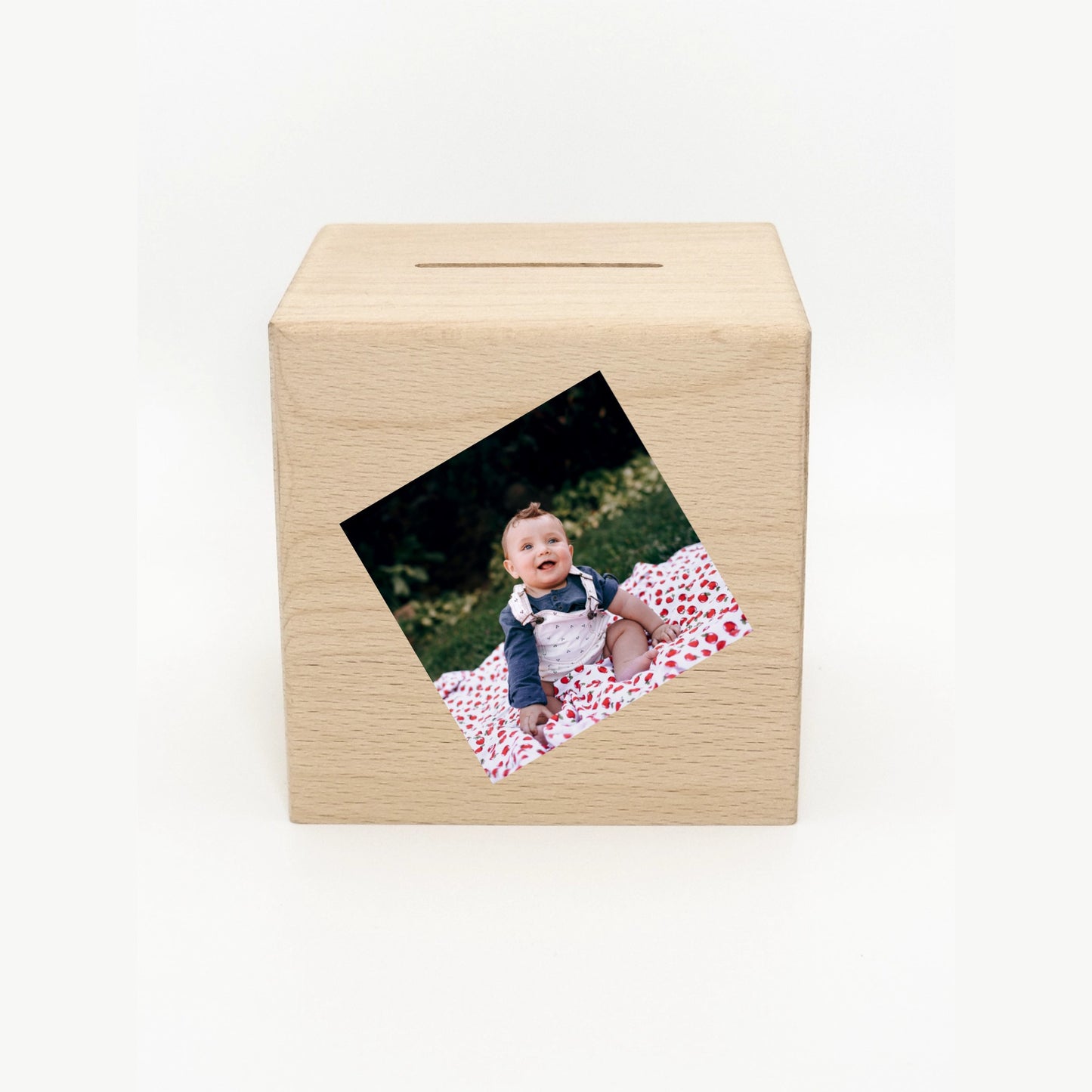 Wooden Moneysaver Box with Key / birch wood / print on front - Limite image to PH - Rotation