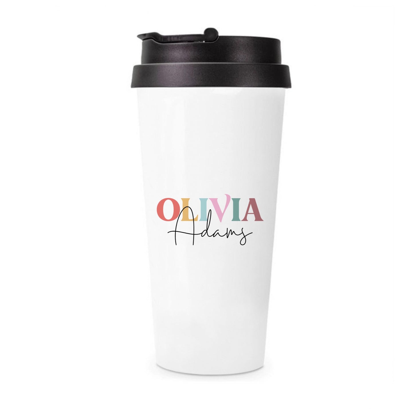 Colorful Name - White 15oz Stainless Steel Travel Mug