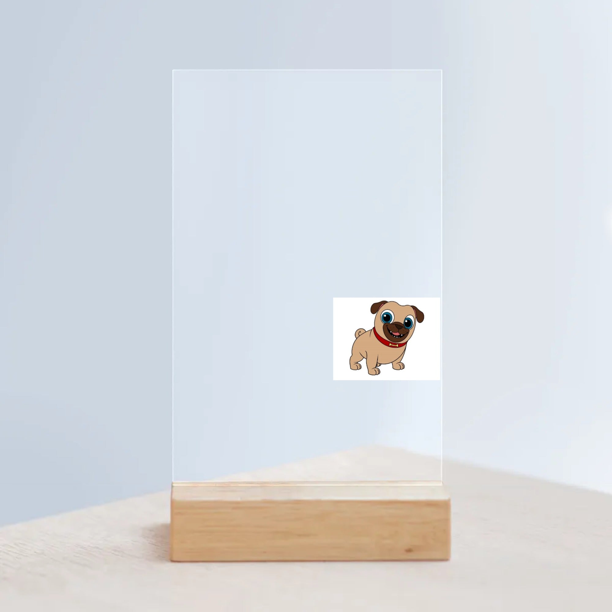 Acrylic Sign with Wooden Stand