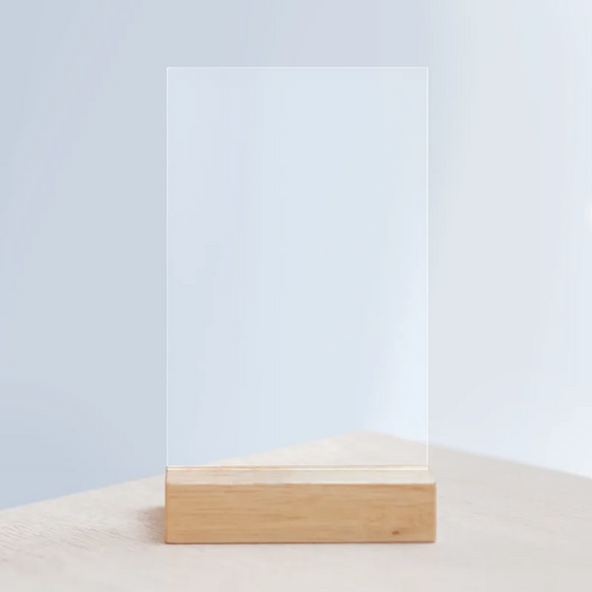 Acrylic Sign with Wooden Stand