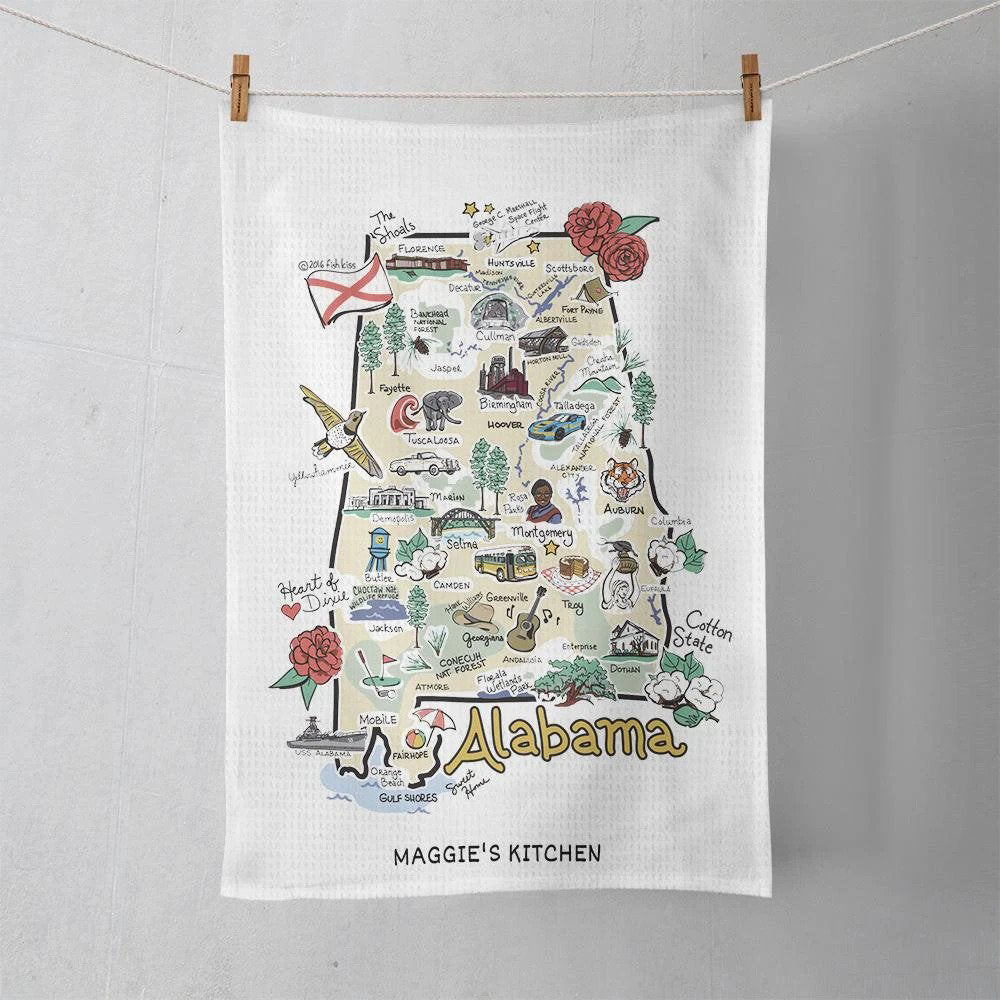 Custom Alabama map multi-use towel