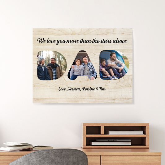 Dad Custom Photo - Personalized Wood Canvas